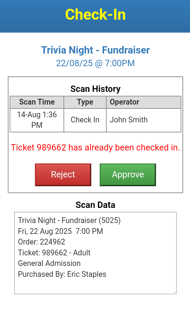 Scan Result - Query